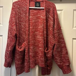 Urban Outfitters Red Marled Open-Front Cardigan